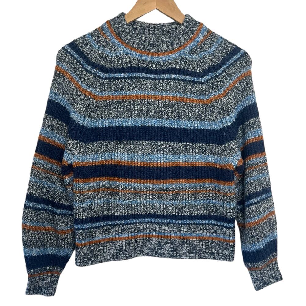 Old Navy Women’s XS Long Sleeve Stripped Mock Neck Cropped Sweater Preppy Warm - Picture 3 of 10